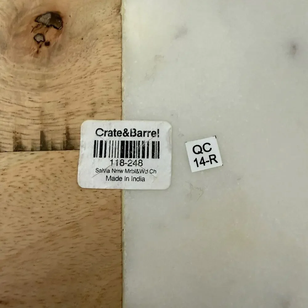 Crate & Barrel Cheese Board Wood Marble Serving Tray Decor Party 18”